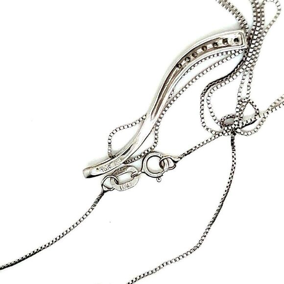14k/10k Diamond Wavy Pendant Necklace - Picture 6 of 9